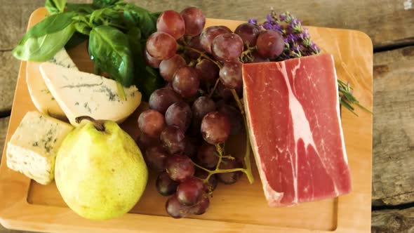 Wooden Board and Raw Food