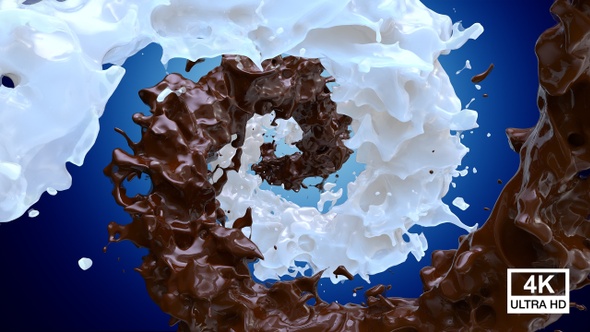 Spinning Twisted Chocolate and Milk Splash 4K alt