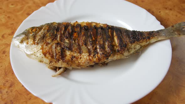 Fried Fish On White Plate