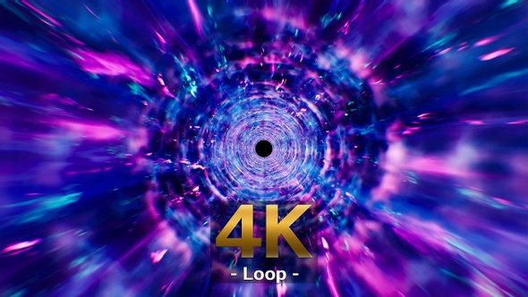 Sparkling Neon Dimension Tunnel 4K Loop
