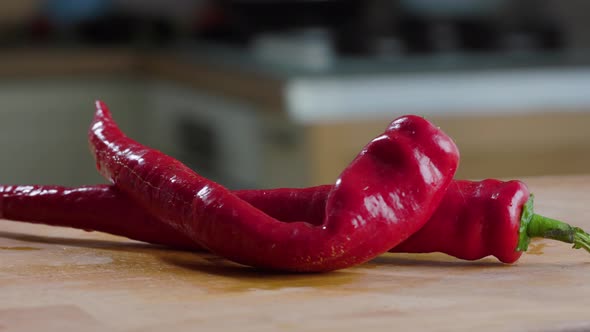Red Hot Pepper On the Table In Kitchen In House