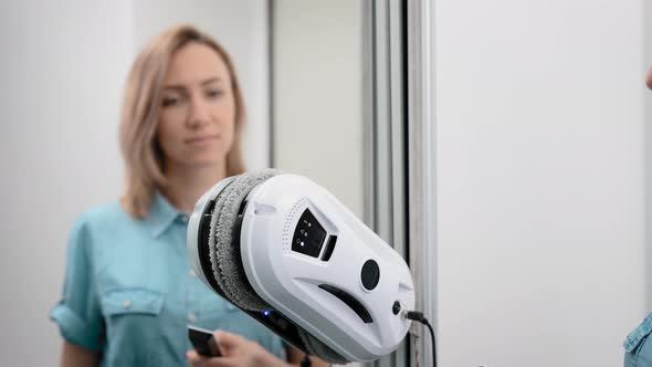 Cleaning Robot at Work at Home