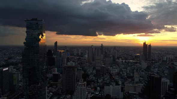 4k Aerial city view of Bangkok dowtnown, Flying over Bangkok, Thailand.