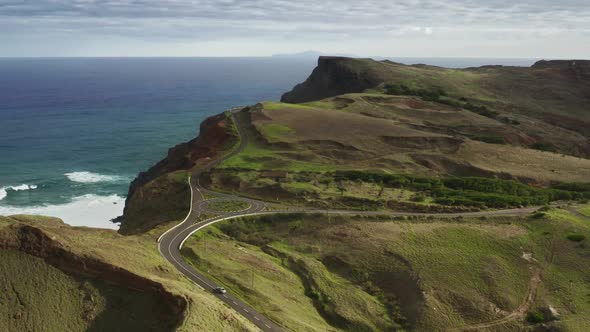 Drone Footage of a Coast Covered with Lush Tropical Greenery