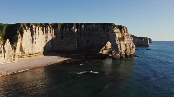 Natural Rocks on the Banks of the English Channel Forming Natural Arch Etretat