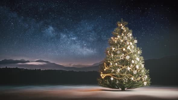 Christmas Tree Against the Night Sky
