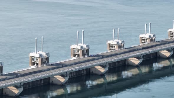 The Delta Works Water Flood Defense System in the Netherlands Protect Against High Water From the