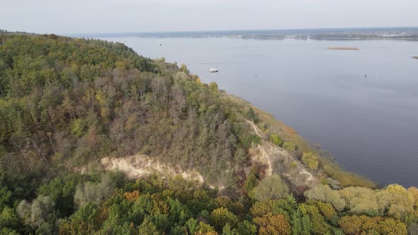 Aerial View of the Dnipro River - the Main River of Ukraine