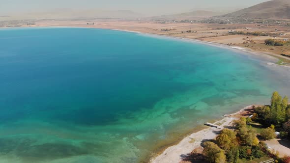 Aerial View of Lake Van Shore in Eastern Anatolia Turkey