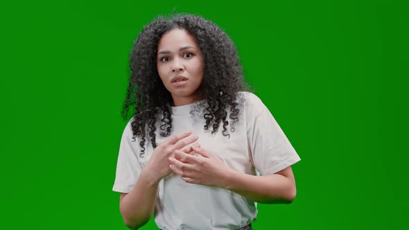 Green Screen Young Scared Lady