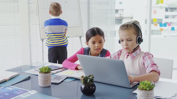 Girls working on the laptop in the office 4K 4k