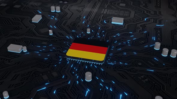 germany Flag on the Operating Chipset circuit board