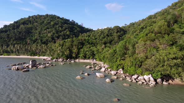 Aerial rotating and view the rock stone