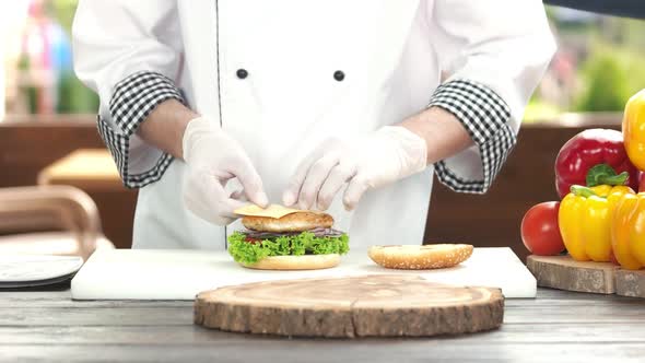 Chef Making Chicken Burger