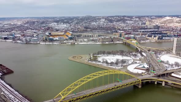 Aerial View of Point state park in Pittsburgh
