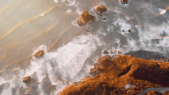 Aerial view of coastal cliff formation at coast