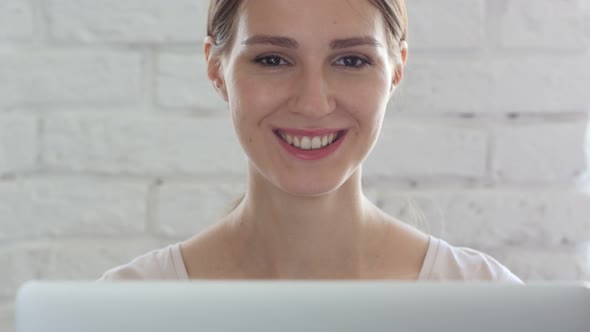 Close up of Smiling Creative Woman, Office