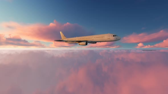 Airliner Flying Over Clouds