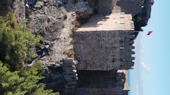 Vertical Video Alanya Castle  Alanya Kalesi Aerial View