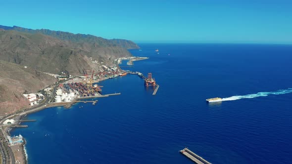 Aerial View. View From the Height of the City of Santa Cruz De Tenerife on the Atlantic Coast