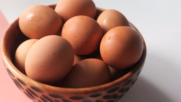 Close Up of Eggs in a Bowl