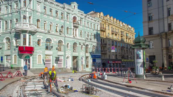 Repair Works on the Street Timelapse