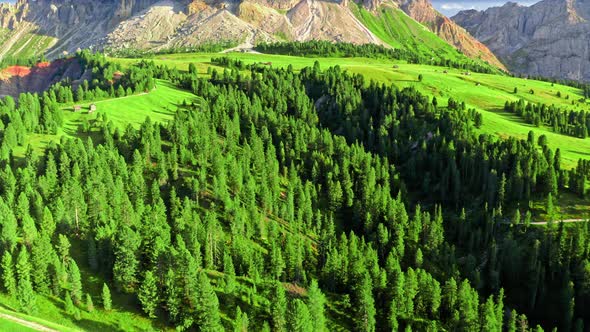 Stunning area view of Passo delle Erbe in Dolomites