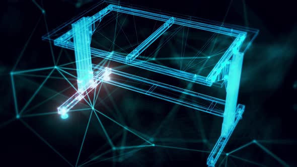 Adjustable Working Table Hologram Close Up 4k alt