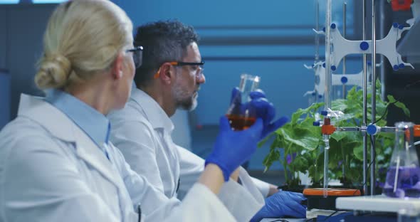 Scientists Examining Liquid