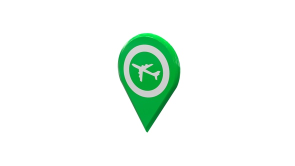 Green Airport Map Location 3D Pin Icon V2