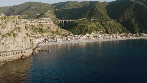 Aerial view of city of Chianalea, Scilla. Calabria Italy