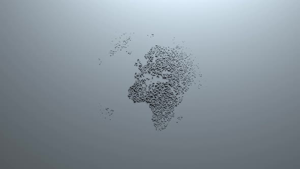 Animation loop. world map consisting of honeycombs with ripple effect