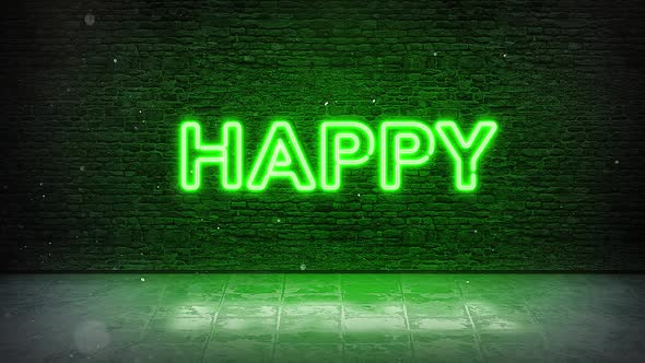 Happy Neon Sign Green