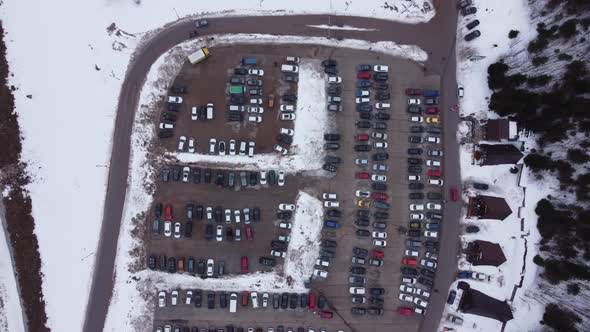 Aerial Shot Of Parked Cars 4K