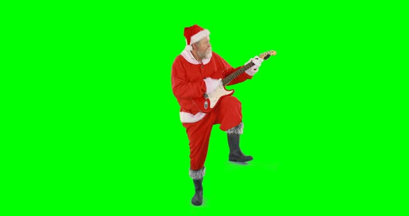 Santa claus singing a song and playing guitar 4k