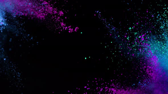 Super Slow Motion Shot of Color Powder Explosion Isolated on Black Background at 1000Fps