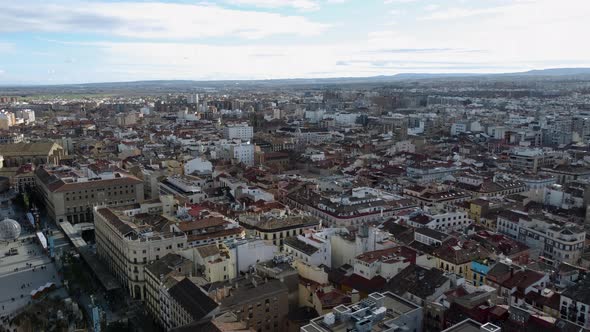 Zaragoza Aerial View with Populous Residential Quarters Spain