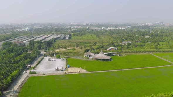 Aerial view of Chata Thammachart, a coffee shop in Sam Phran, Nakhon Pathom Province, Thailand