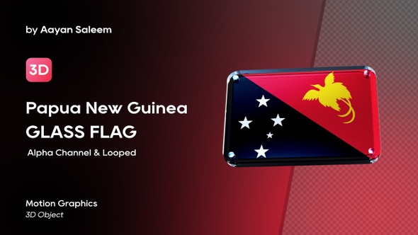 Papua New Guinea Flag 3D Glass Badge