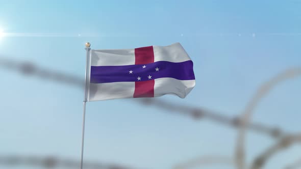 Netherlands Antilles Flag Behind Border