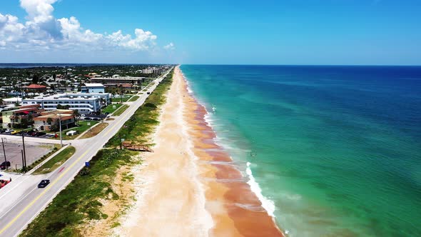Ormond Beach, Florida - Waves lap the shoreline of the beach along Route A1A.