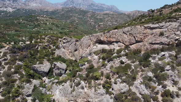 Aerial Nature Greek Landscape with Sea or Ocean Bay and Empty Sand Beach