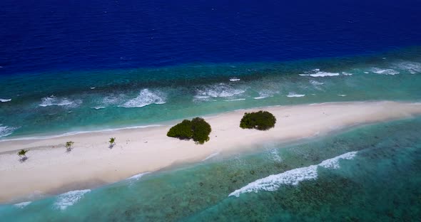 Luxury drone island view of a summer white paradise sand beach and aqua turquoise water background i