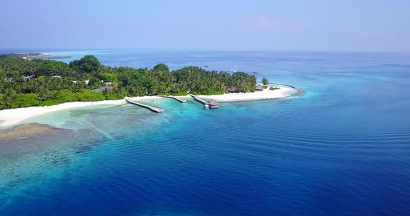 Wide aerial abstract shot of a summer white paradise sand beach and turquoise sea background in hi r