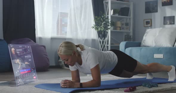 Woman Working Out at Home