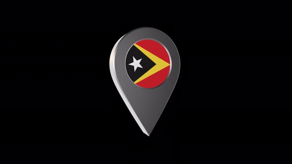 3d Animation Map Navigation Pointer With East Timor  Flag With Alpha Channel  - 4K