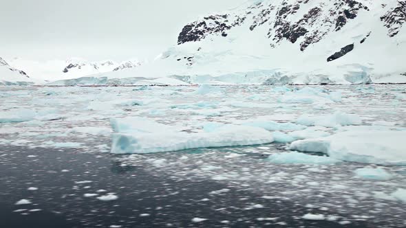 Sailing past icebergs in Antarctica.
