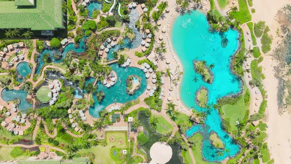 People Swimming in Scenic Blue Pools and Lagoons Enjoying Luxury Lifestyle  US