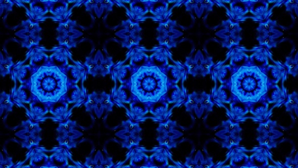 Symmetrical Glittering Blue Kaleidoscope Loop 4K 01