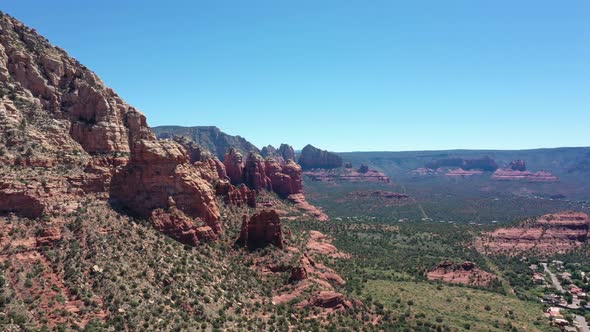 Scenic Landscape In Sedona, Arizona, USA - aerial drone shot